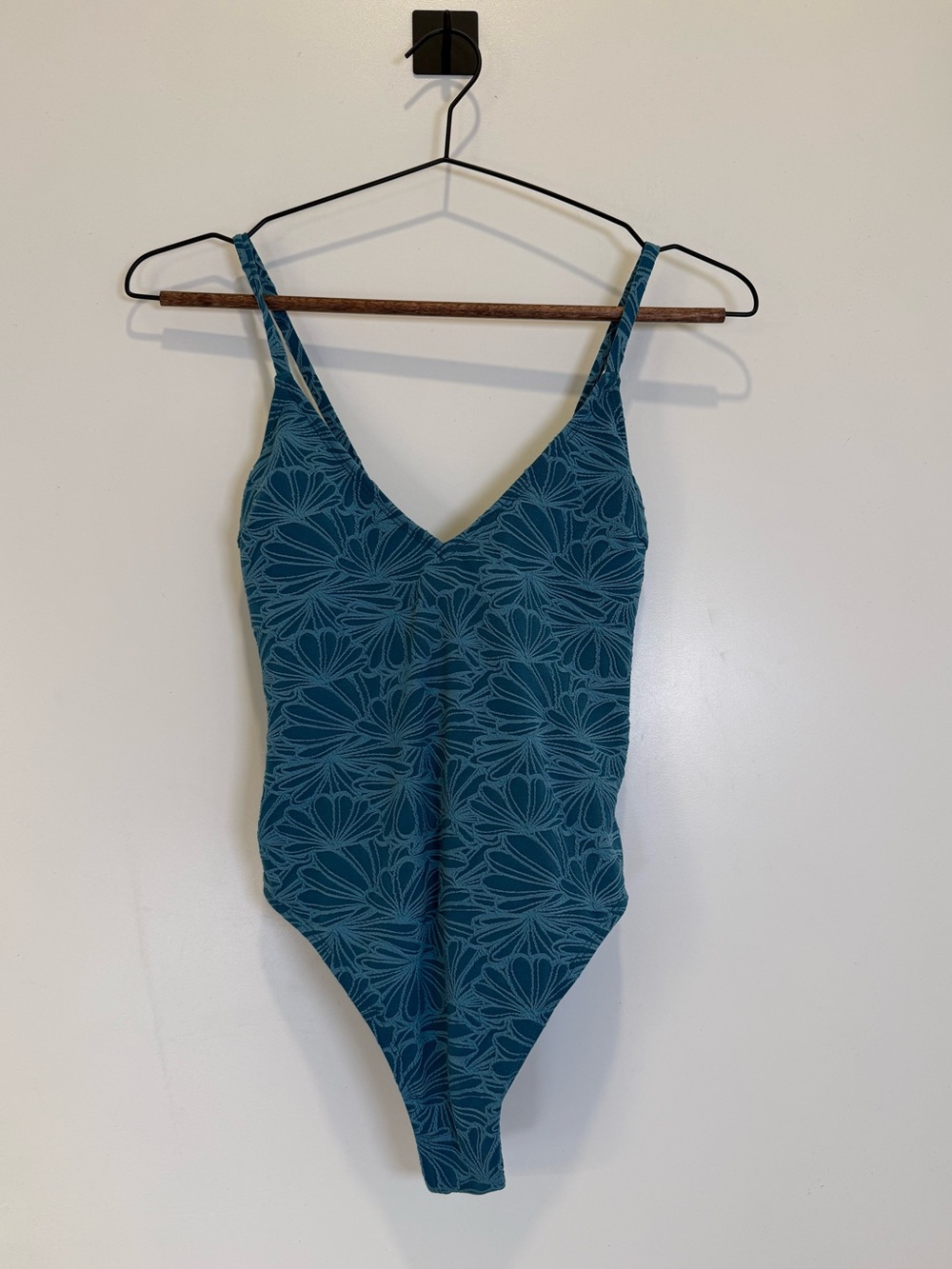 Cupshe Teal Floral Embroidered One-Piece Swimsuit